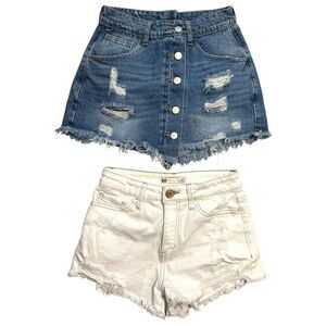 Women's Denim Bundle Skort and Shorts Size 26 100% Cotton Beach Summer Vacation